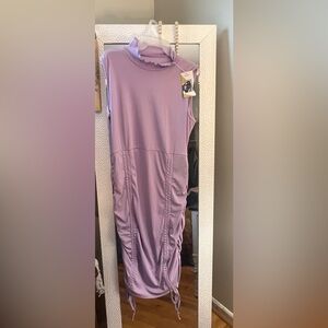 Halara Ruched Mock Neck Midi Dress